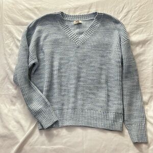 Style & Co Blue V-neeck Shaker Knit Sweater Large
